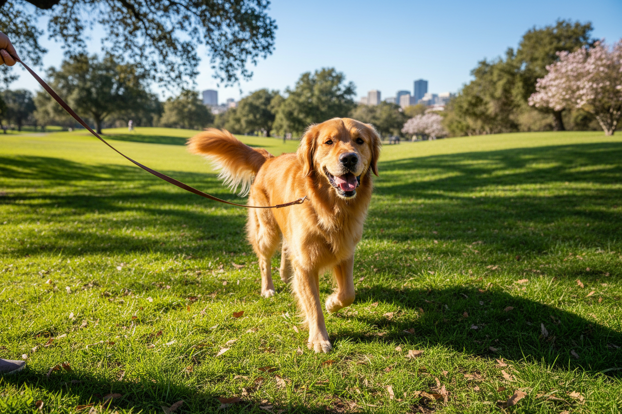 pet walking in leash